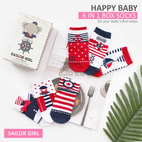 Happy Baby 6 In 1 Box Socks - Sailor Girl