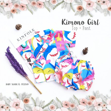 Kimono Girl Top + Pant - Baby Shark & Friend