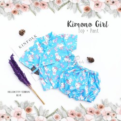 Kimono Girl Top + Pant - Hello Kitty Ribbon Blue