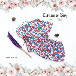 Kimono Boy Top + Pant - Doraemon Red