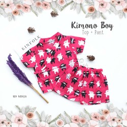 Kimono Boy Top + Pant - Red Ninja