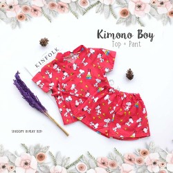 Kimono Boy Top + Pant - Snoopy Huray Red
