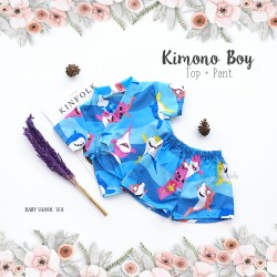 Kimono Boy Top + Pant - Baby Shark Sea