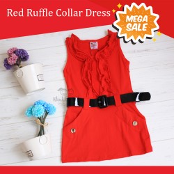 Mega Sale - Red Ruffle Collar Dress