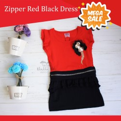 Mega Sale - Zipper Red Black Dress